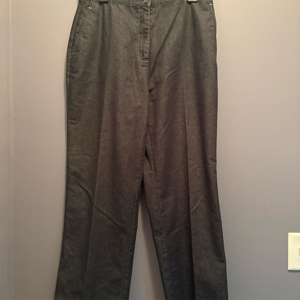 Ralsey Womens Size 12 Dark Denim Charcoal Straight-Leg Dress Pants Pockets